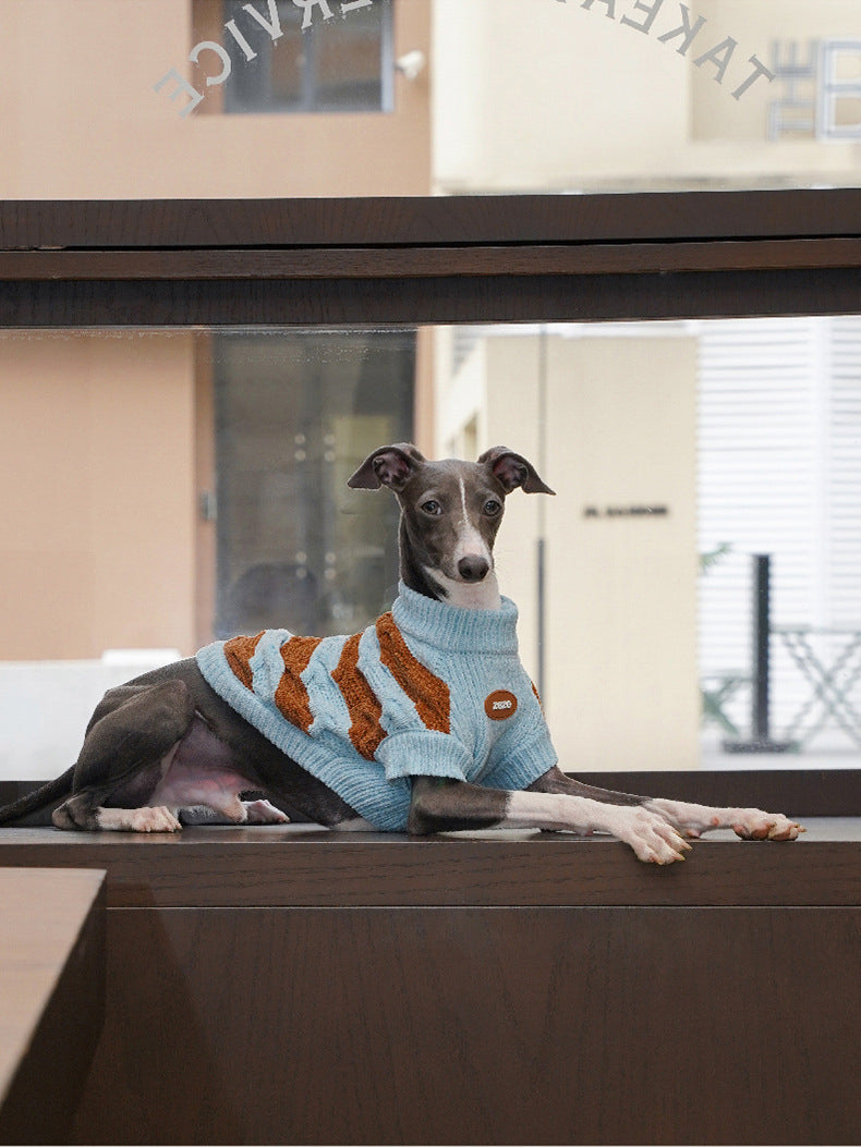 ブルーブラウンボーダーニット