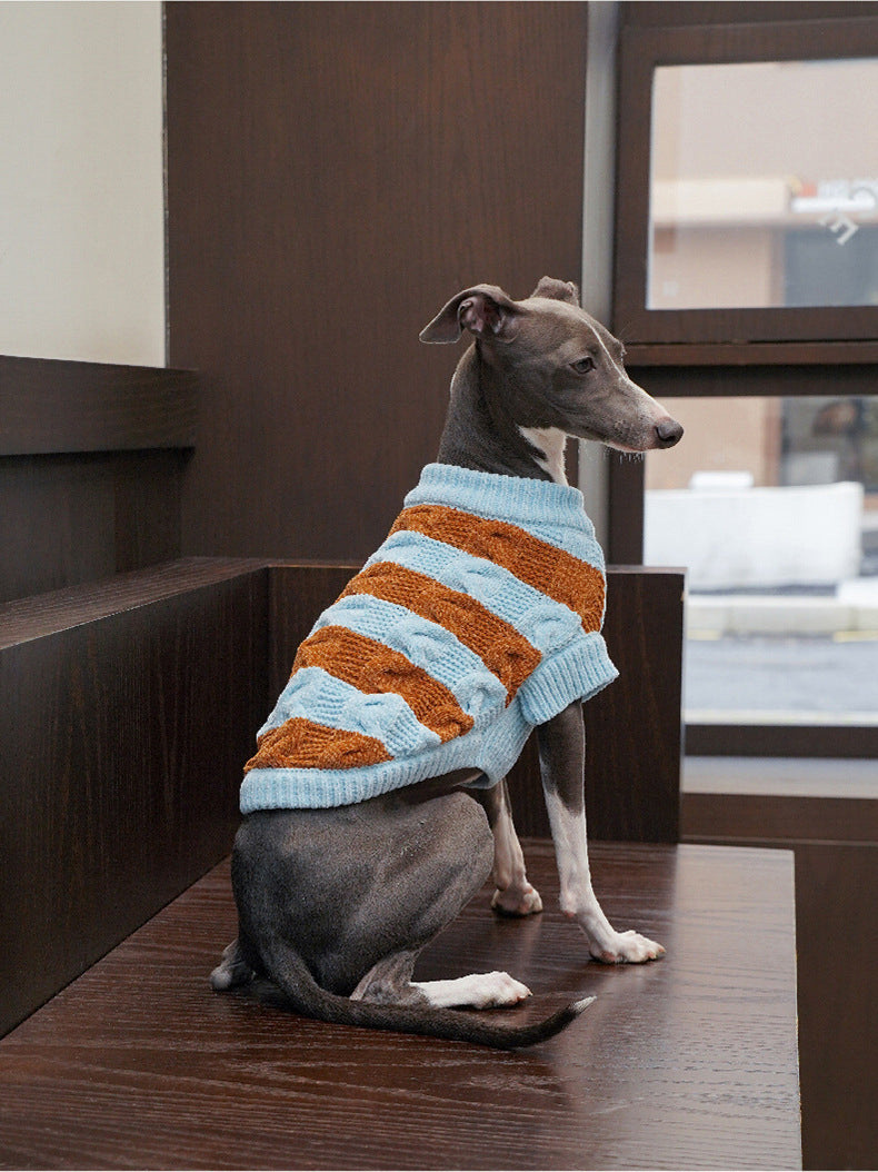 ブルーブラウンボーダーニット