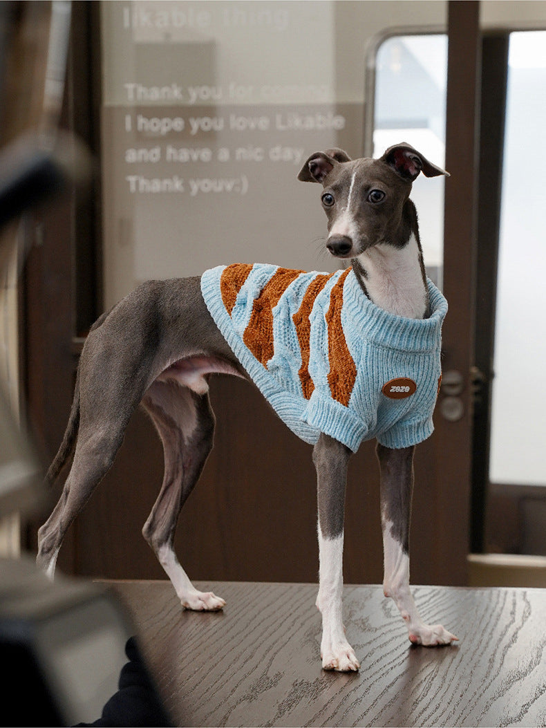 ブルーブラウンボーダーニット