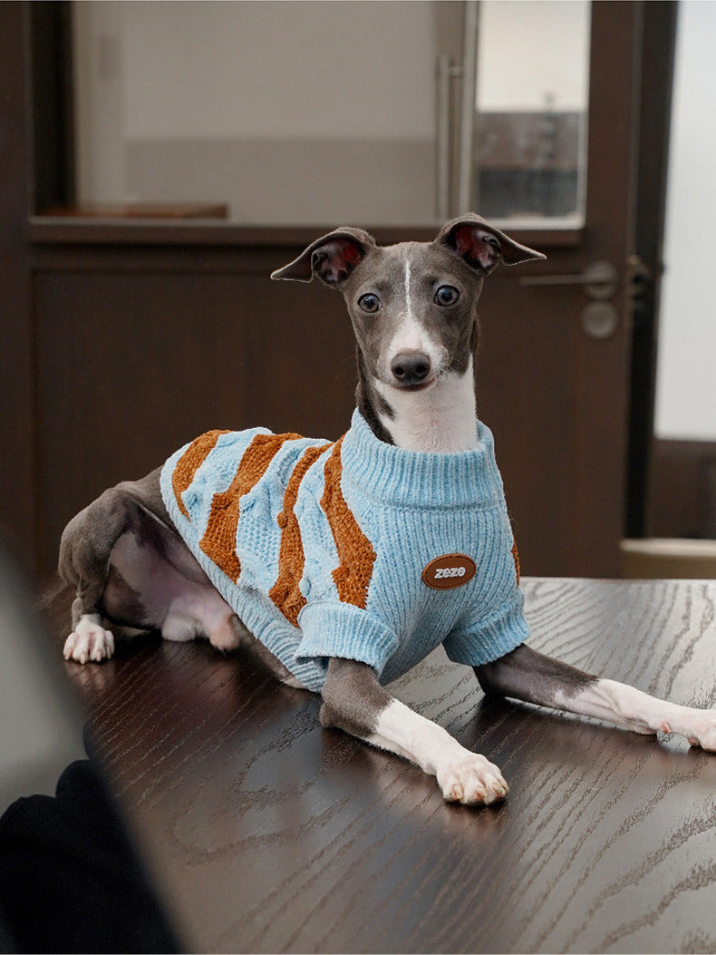 ブルーブラウンボーダーニット