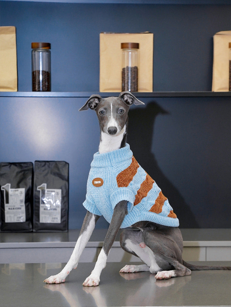 ブルーブラウンボーダーニット