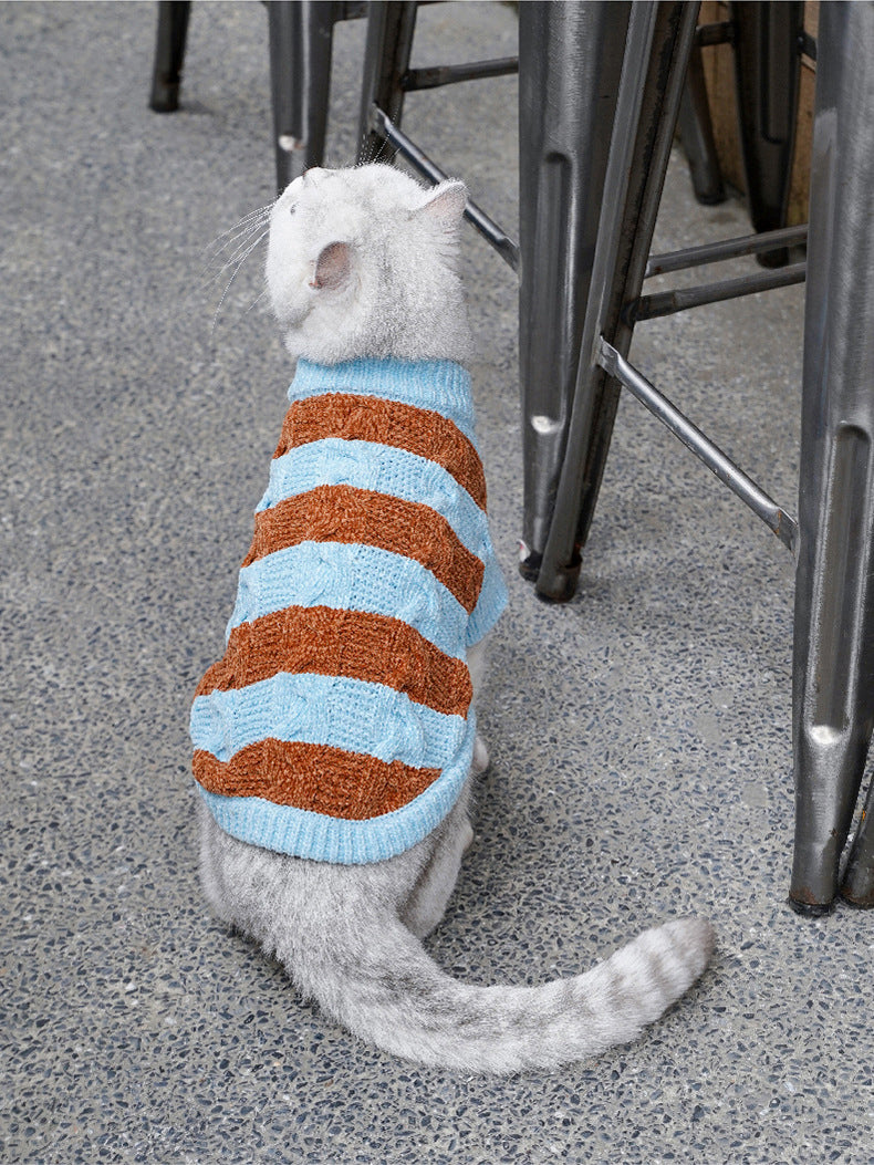 ブルーブラウンボーダーニット