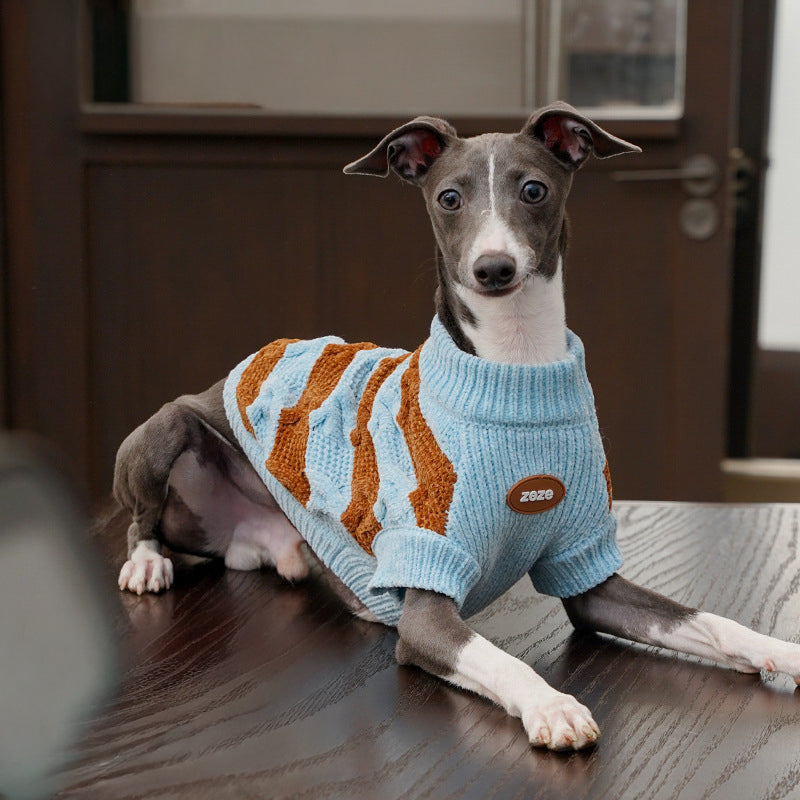 ブルーブラウンボーダーニット