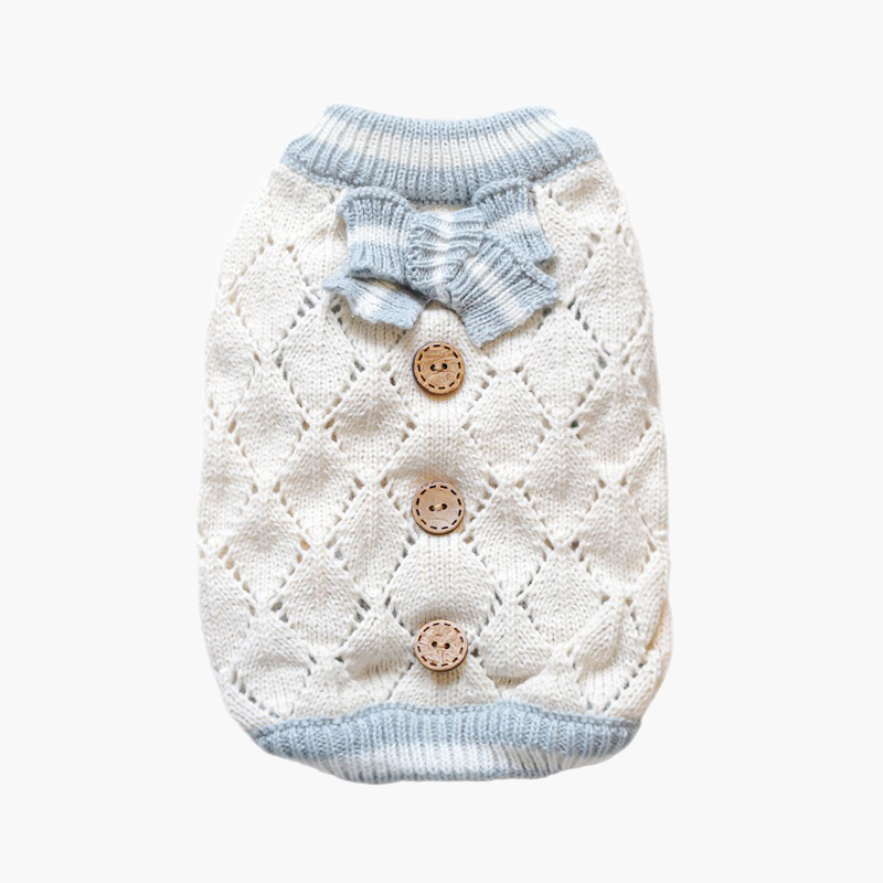 ダイヤチェックリボンニット