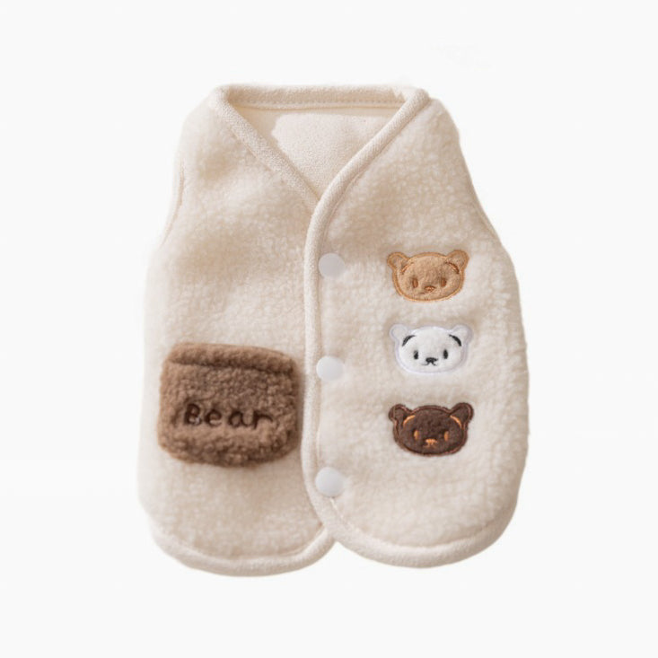 くまさん刺繍のもこもこベスト