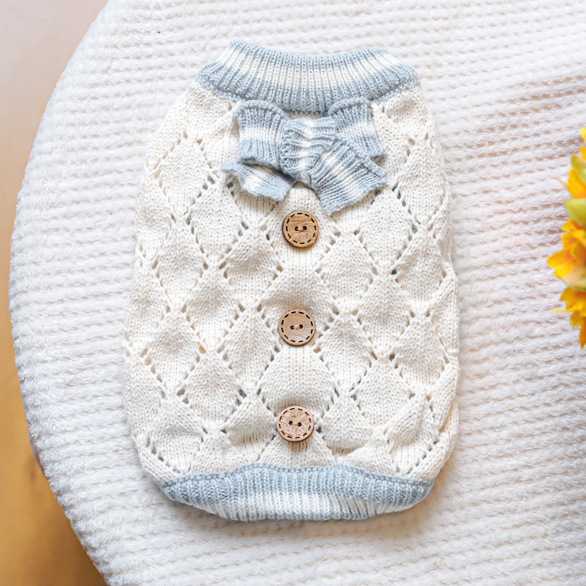 ダイヤチェックリボンニット