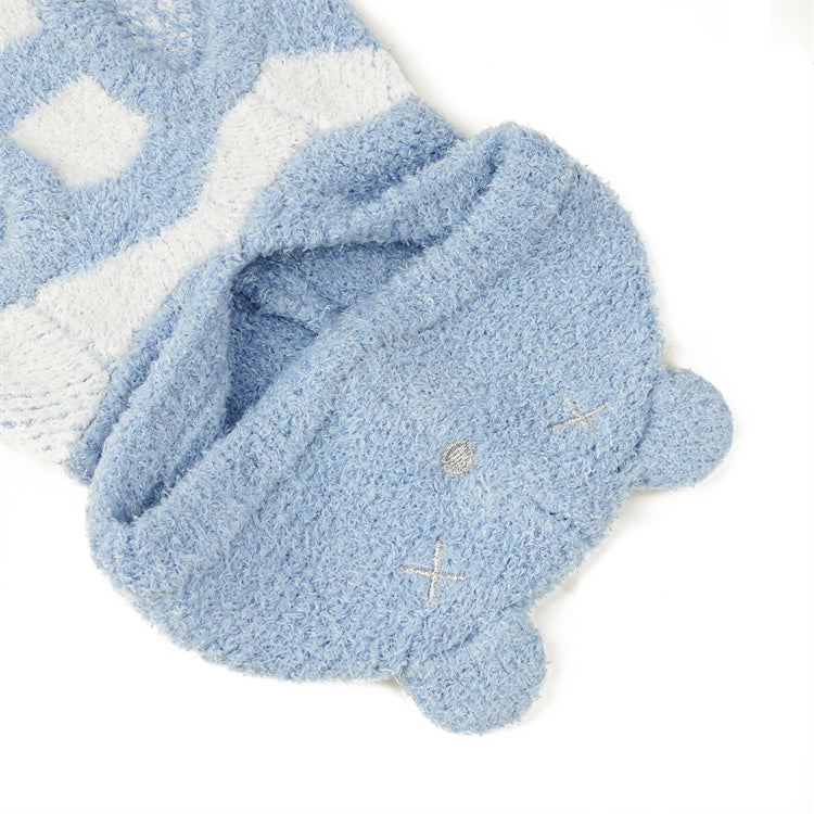 フード付きボーダー柄ノースリーブニット