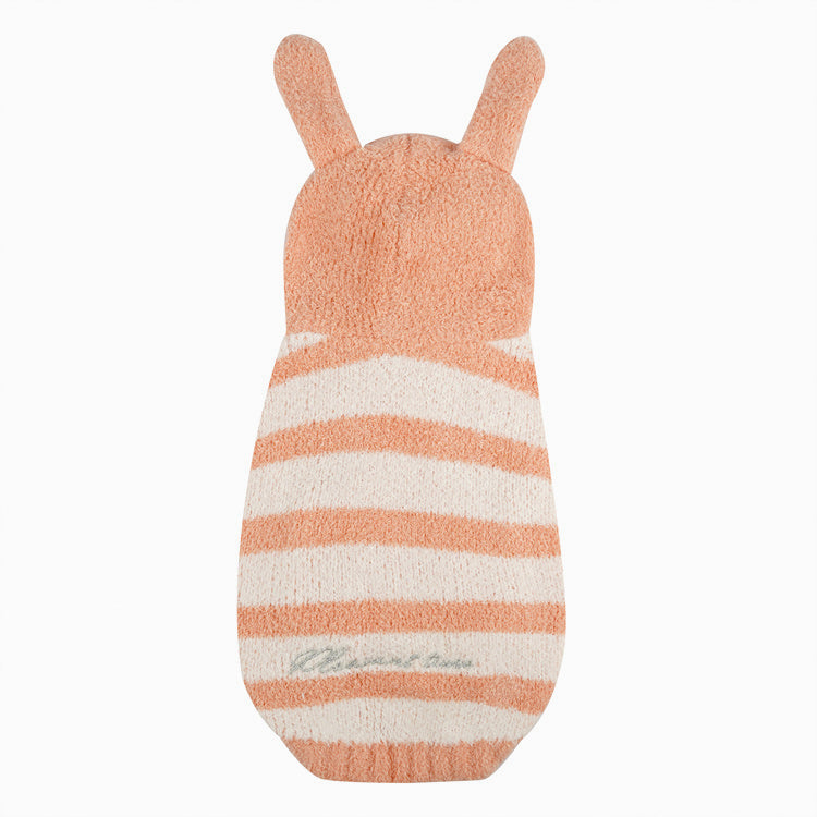 フード付きボーダー柄ノースリーブニット